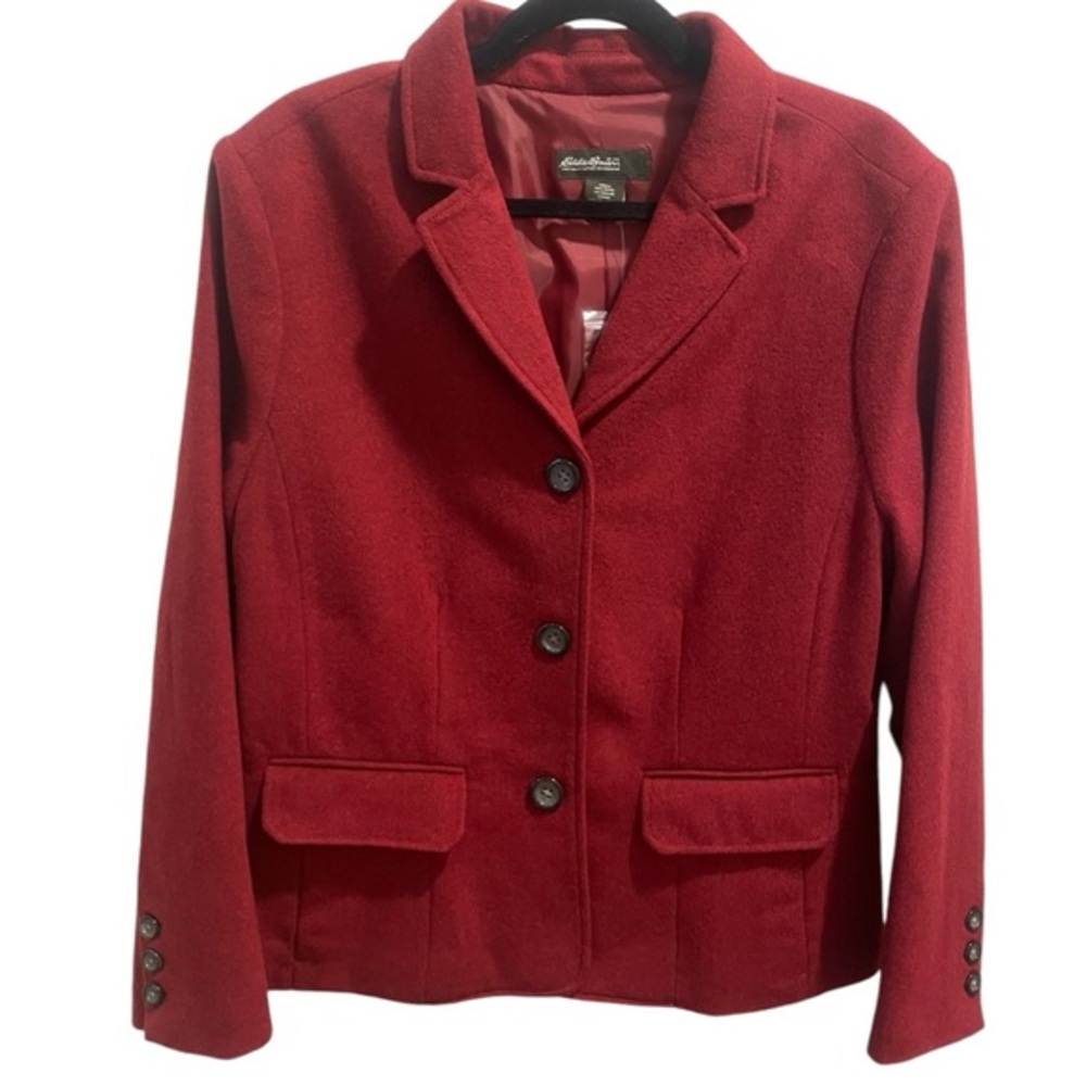 Eddie Bauer Red Wool Blend Blazer Jacket